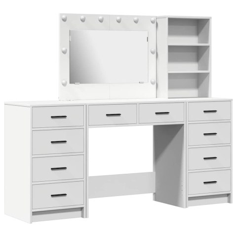 Toaletka z szufladą z półką 3 pcs Biały Materiał drewnopochodny