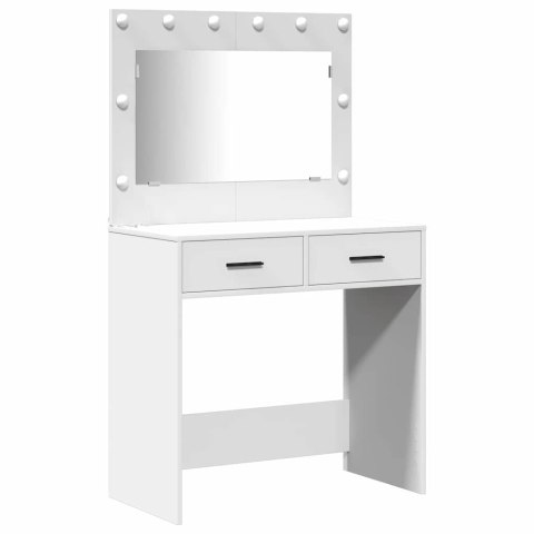 Toaletka z szufladą z półką 3 pcs Biały Materiał drewnopochodny