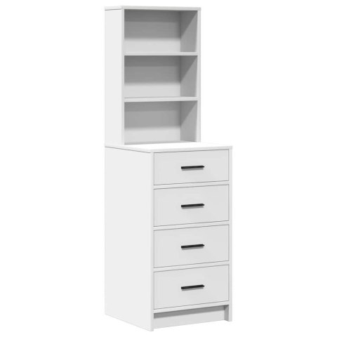 Toaletka z szufladą z półką 3 pcs Biały Materiał drewnopochodny