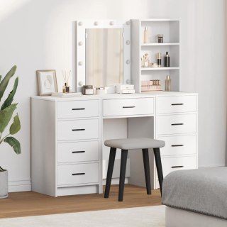 Toaletka z szufladą z półką 3 pcs Biały Materiał drewnopochodny