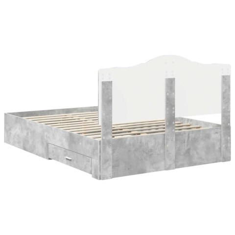 Ramka łóżka Betonowy szary 140 x 200 cm Materiał drewnopochodny