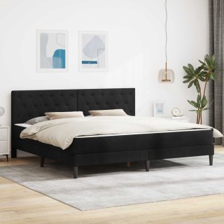 Rama łóżka z materacem Z zagłówkiem Czarny 200 x 200 cm Aksamit