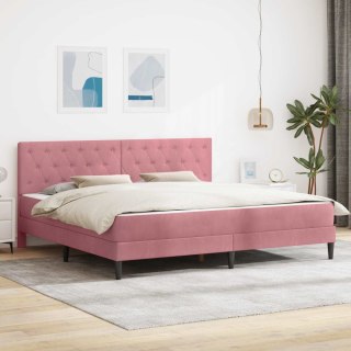 Rama łóżka z materacem Z zagłówkiem Różowy 200 x 200 cm Aksamit