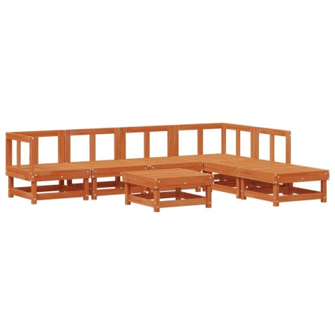 Zestaw wypoczynkowy w ogrodzie 7 pcs Woskowany brąz