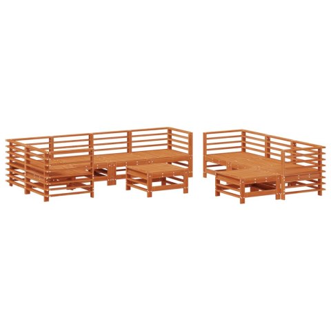 Zestaw wypoczynkowy w ogrodzie 10 pcs Woskowany brąz