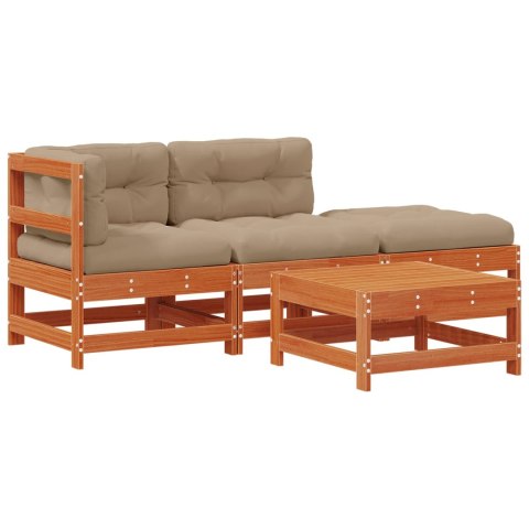 Zestaw wypoczynkowy w ogrodzie 4 pcs Woskowany brąz