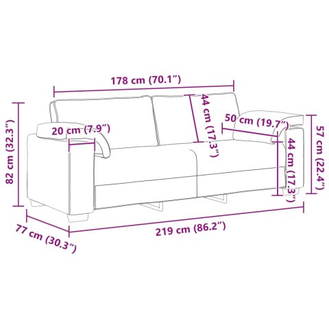 Sofa 178cm Jasnoszary tkanina