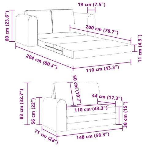 Sofa Bed Niebieski 148 x 71 x 83 cm Aksamit