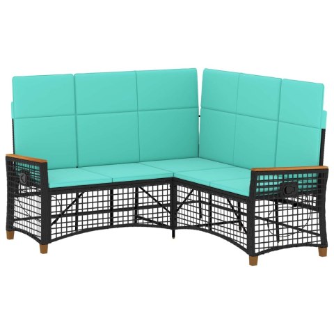 Zestaw sof ogrodowych Czarny i Turkusowy 164 x 164 x 112 cm