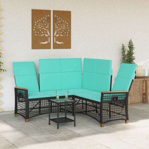 Zestaw sof ogrodowych Czarny i Turkusowy 164 x 164 x 112 cm