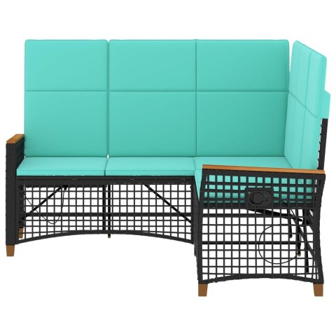 Zestaw sof ogrodowych Czarny i Turkusowy 164 x 164 x 112 cm