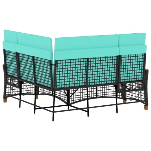 Zestaw sof ogrodowych Czarny i Turkusowy 164 x 164 x 112 cm
