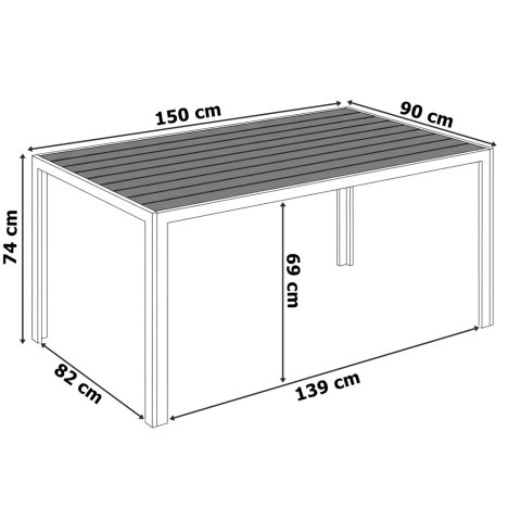 Stół ogrodowy aluminiowy ZENON