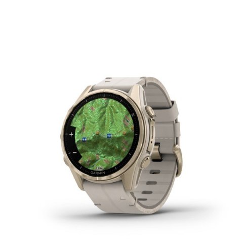 Garmin Fenix 8 43mm AMOLED Sapphire Tytan Soft Gold ze skórzanym paskiem Limestone