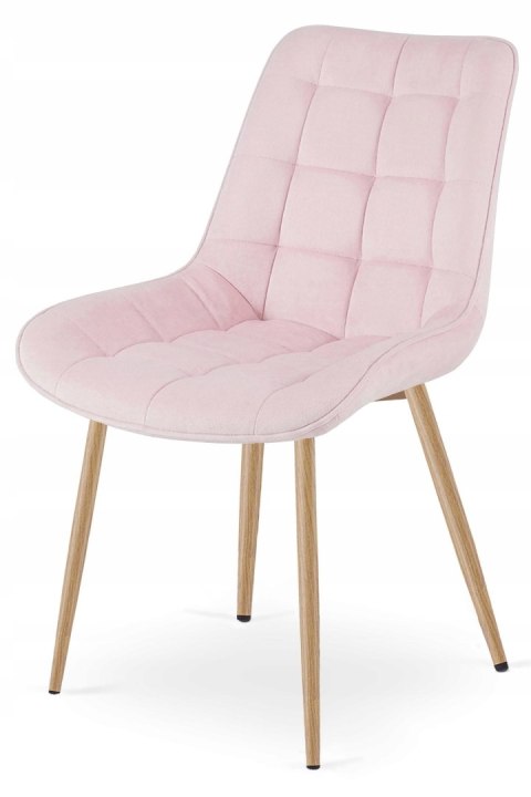 Krzesło BERA - aksamit róż jasny / nogi dąb x 3