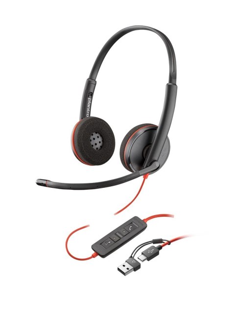 Słuchawki Poly Blackwire 3220 Stereo USB-C Headset +USB-C/A Adapter Retail Packaging