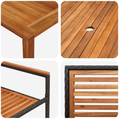 Zestaw do jadalni w ogrodzie 9 pcs Czarny Lite Drewno Akacji