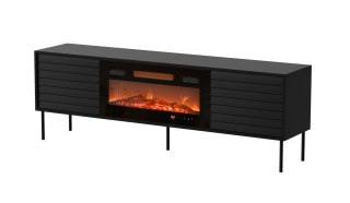 Szafka RTV CORTINA 180x40x60 czarny + kominek czarny