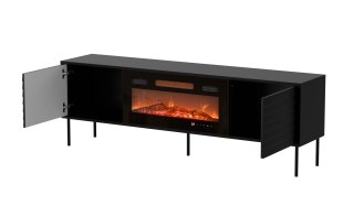 Szafka RTV CORTINA 180x40x60 czarny + kominek czarny