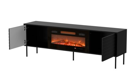 Szafka RTV CORTINA 180x40x60 czarny + kominek czarny