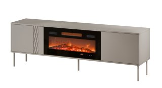 Szafka RTV EF + kominek czarny TRESSE 180x40x54,5 kaszmir mat