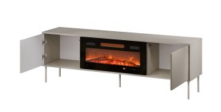 Szafka RTV EF + kominek czarny TRESSE 180x40x54,5 kaszmir mat