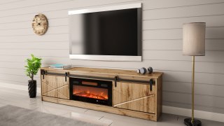 Szafka RTV GRANERO+kominek 200x56,7x35 dąb wotan