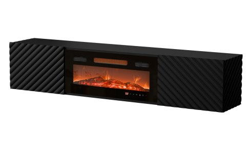 Szafka RTV LARA 183x35x37 czarny mat + czarny kominek