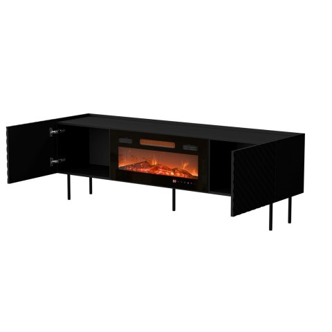 Szafka RTV LUCCA 180x40x59 czarny + kominek czarny