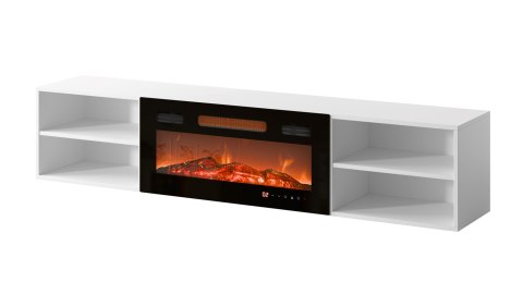 Szafka RTV POLO 180x33x39 biały + kominek czarny