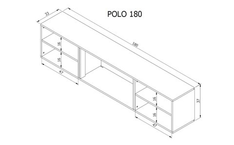 Szafka RTV POLO 180x33x39 biały + kominek czarny