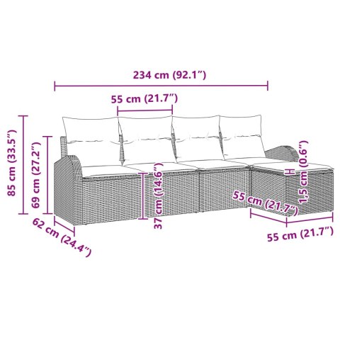 Zestaw Sof na Ogród 5 pcs Brązowy polirattan