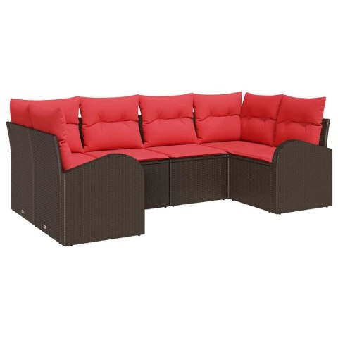 Zestaw Sof na Ogród z poduszką 6 pcs Brązowy Rattan poli