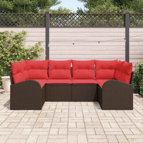 Zestaw Sof na Ogród z poduszką 6 pcs Brązowy Rattan poli