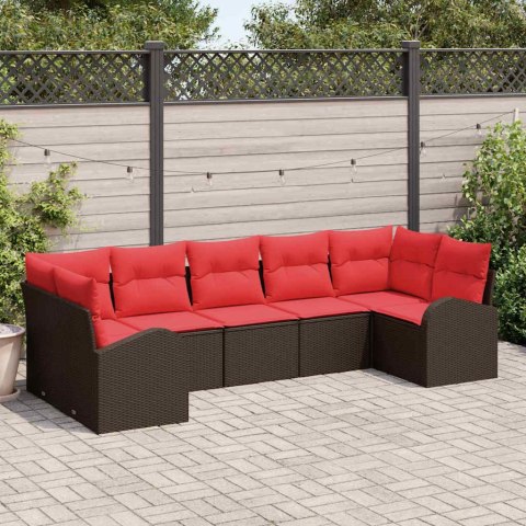 Zestaw Sof na Ogród z poduszką 7 pcs Brązowy Rattan poli
