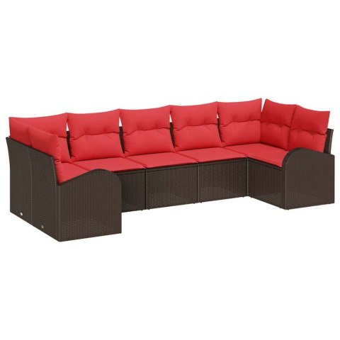 Zestaw Sof na Ogród z poduszką 7 pcs Brązowy Rattan poli
