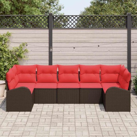Zestaw Sof na Ogród z poduszką 7 pcs Brązowy Rattan poli
