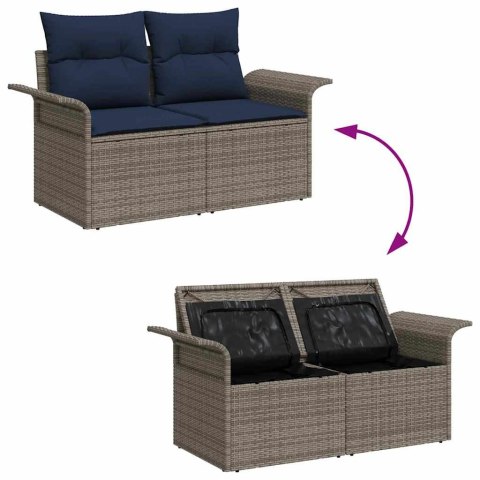 Zestaw Sof na Ogród z poduszką 10 pcs Szary Rattan poli