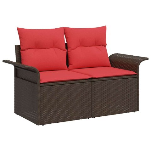 Zestaw Sof na Ogród z poduszką 5 pcs Brązowy Rattan poli