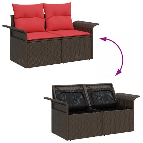 Zestaw Sof na Ogród z poduszką 5 pcs Brązowy Rattan poli