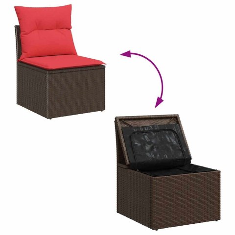 Zestaw Sof na Ogród z poduszką 5 pcs Brązowy Rattan poli
