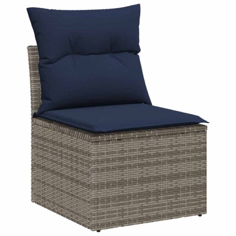 Zestaw Sof na Ogród z poduszką 6 pcs Szary Rattan poli