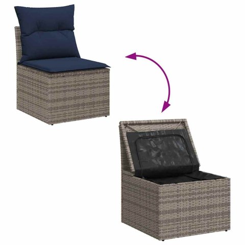 Zestaw Sof na Ogród z poduszką 6 pcs Szary Rattan poli