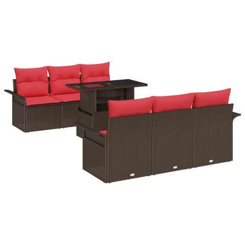 Zestaw Sof na Ogród z poduszką 7 pcs Brązowy Rattan poli