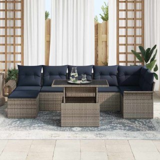 Zestaw Sof na Ogród z poduszką 8 pcs Szary Rattan poli