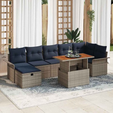 Zestaw Sof na Ogród 8 pcs Szary polirattan