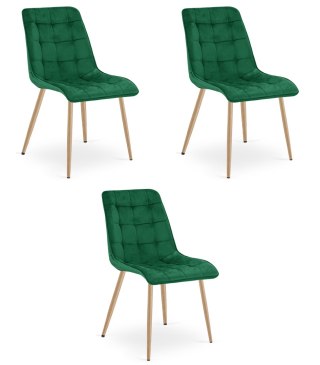 Krzesło SPLIT - aksamit zieleń / nogi dąb x 3
