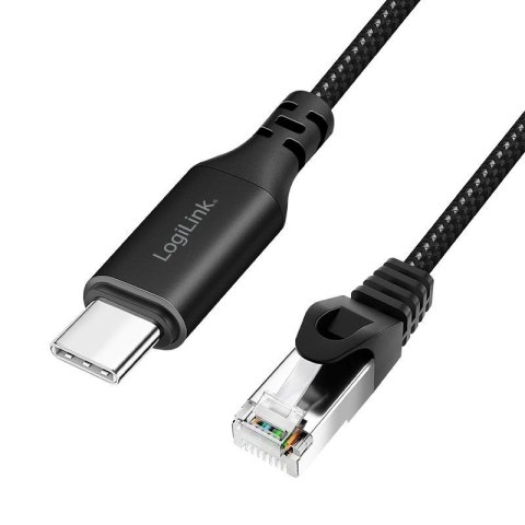 Kabel adapter LogiLink CU0416 Ethernet USB 3.2, C/M do RJ45/M, aktywny, 10 m