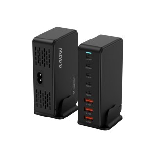 Stacja ładująca biurkowa 3x USB-A 5x USB-C GaN QC3 440W - czarna