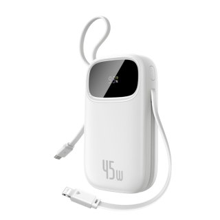 Powerbank 10000mAh 45W FC31 Qpow 3 z wyświetlaczem kablami USB-C iPhone Lightning - biały
